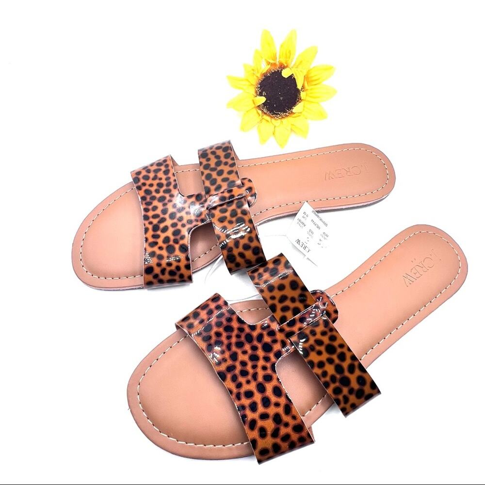 J.Crew Womens Animal Print Sandal Slide Sz 9